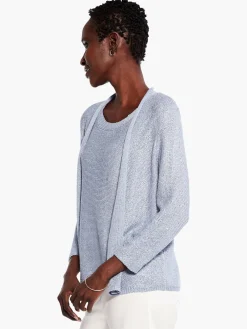 New NIC+ZOE Sequin Cardigan Blue Glacier