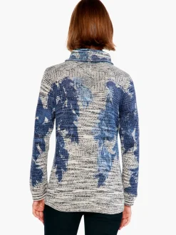 New NIC+ZOE Shadow Mix Sweater Blue Multi