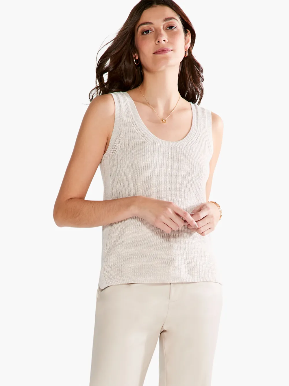 Flash Sale NIC+ZOE Shaker Knit Tank Canvas