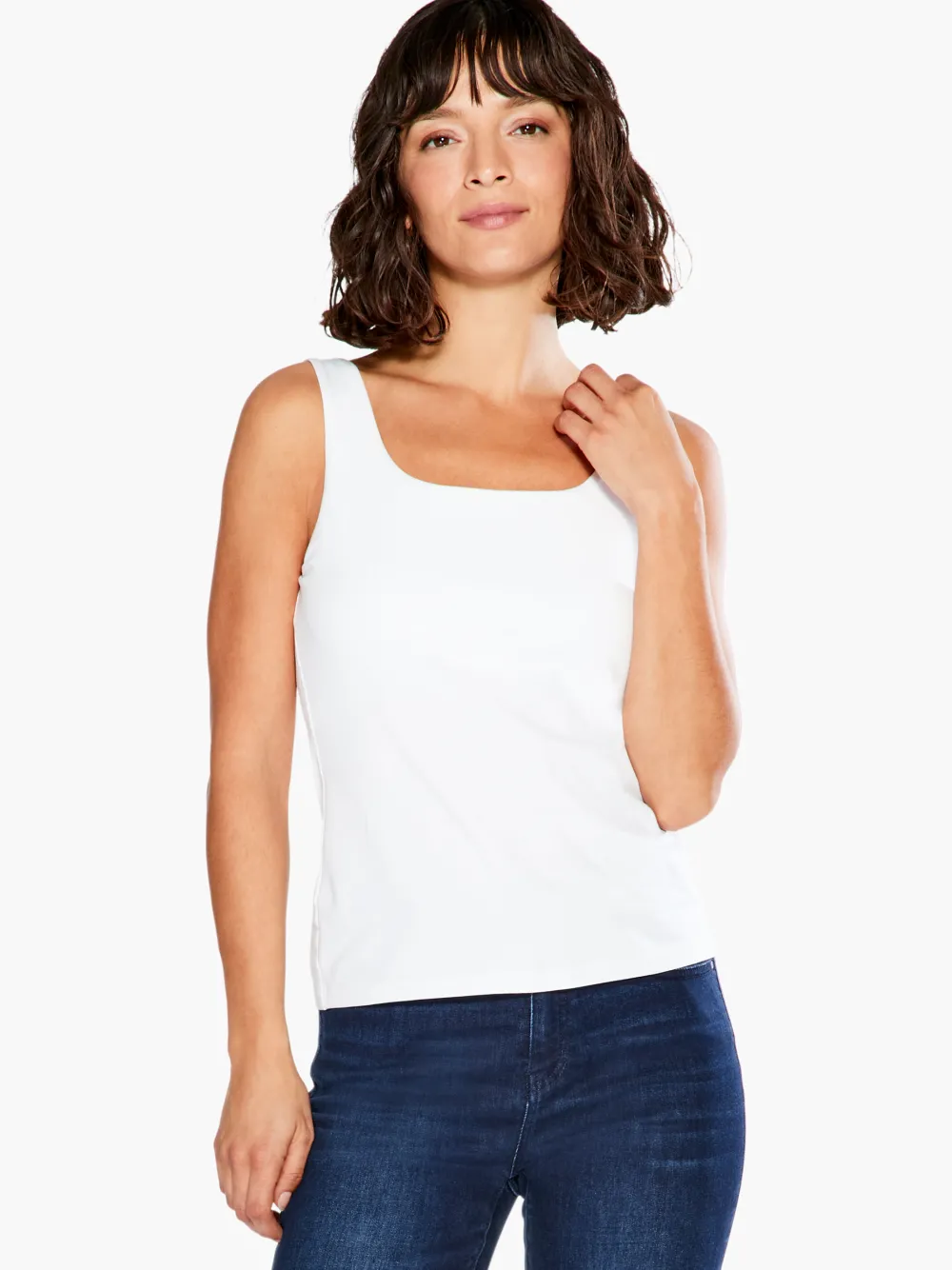New NIC+ZOE Shelf Bra Perfect Tank Paper White