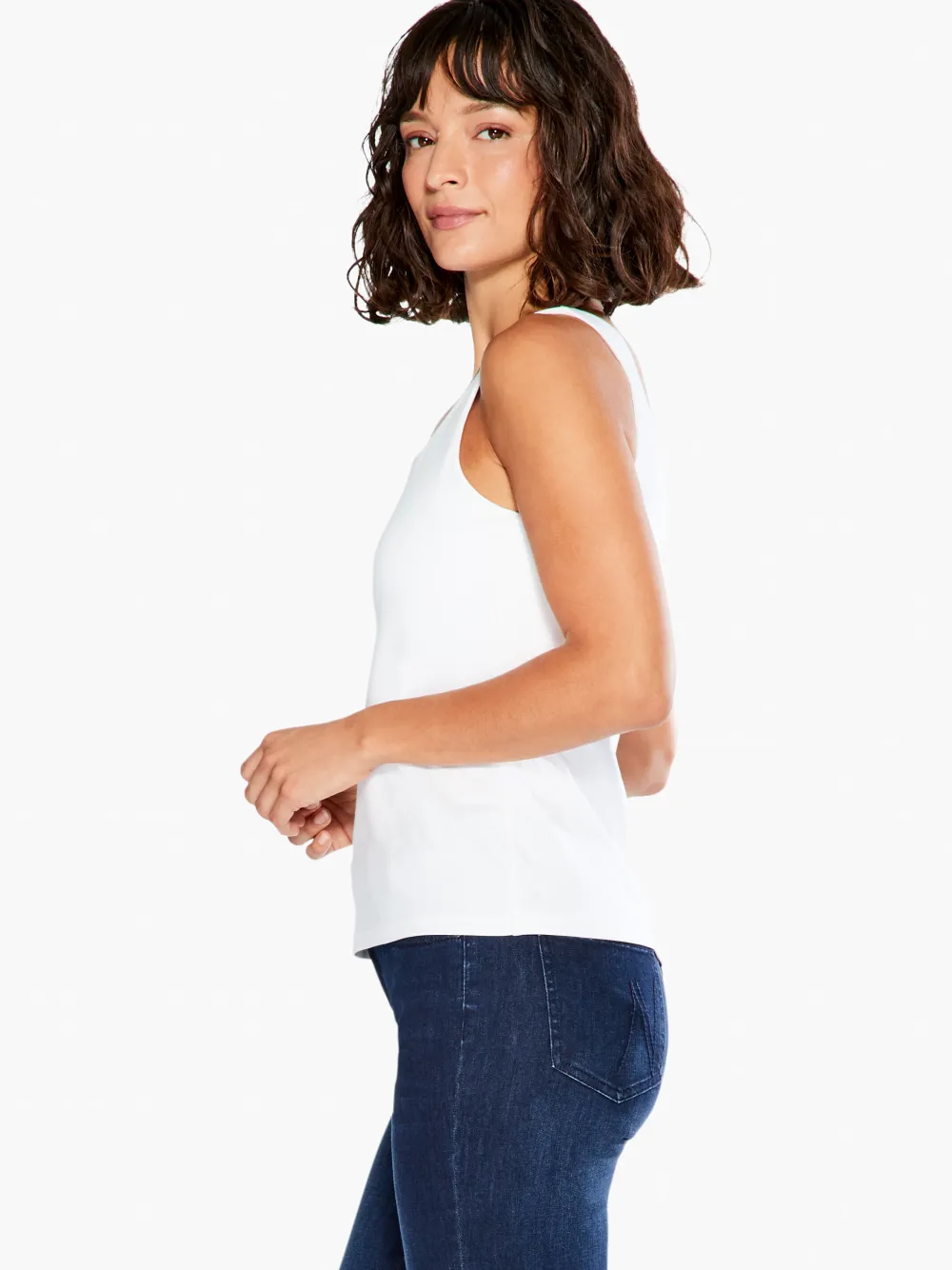 New NIC+ZOE Shelf Bra Perfect Tank Paper White