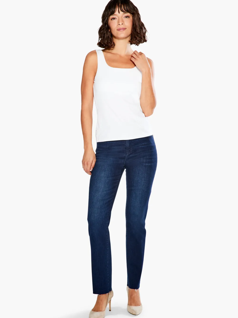 New NIC+ZOE Shelf Bra Perfect Tank Paper White