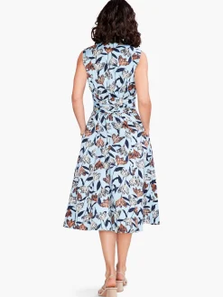 Fashion NIC+ZOE Sky Blooms Shirt Dress Aqua Multi