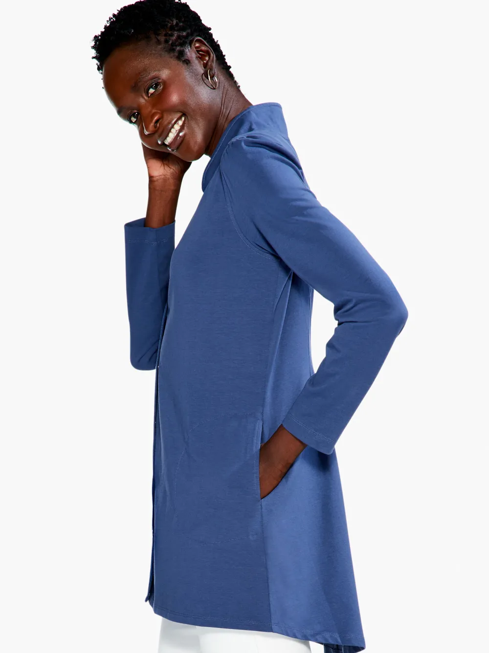 Best Sale NIC+ZOE Snap Up Perfect Jacket Harbor Blue