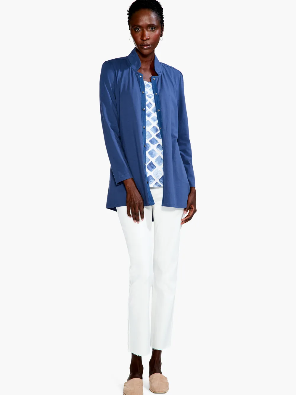 Best Sale NIC+ZOE Snap Up Perfect Jacket Harbor Blue
