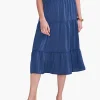 New NIC+ZOE Soft Drape Tiered Skirt Deep Ocean