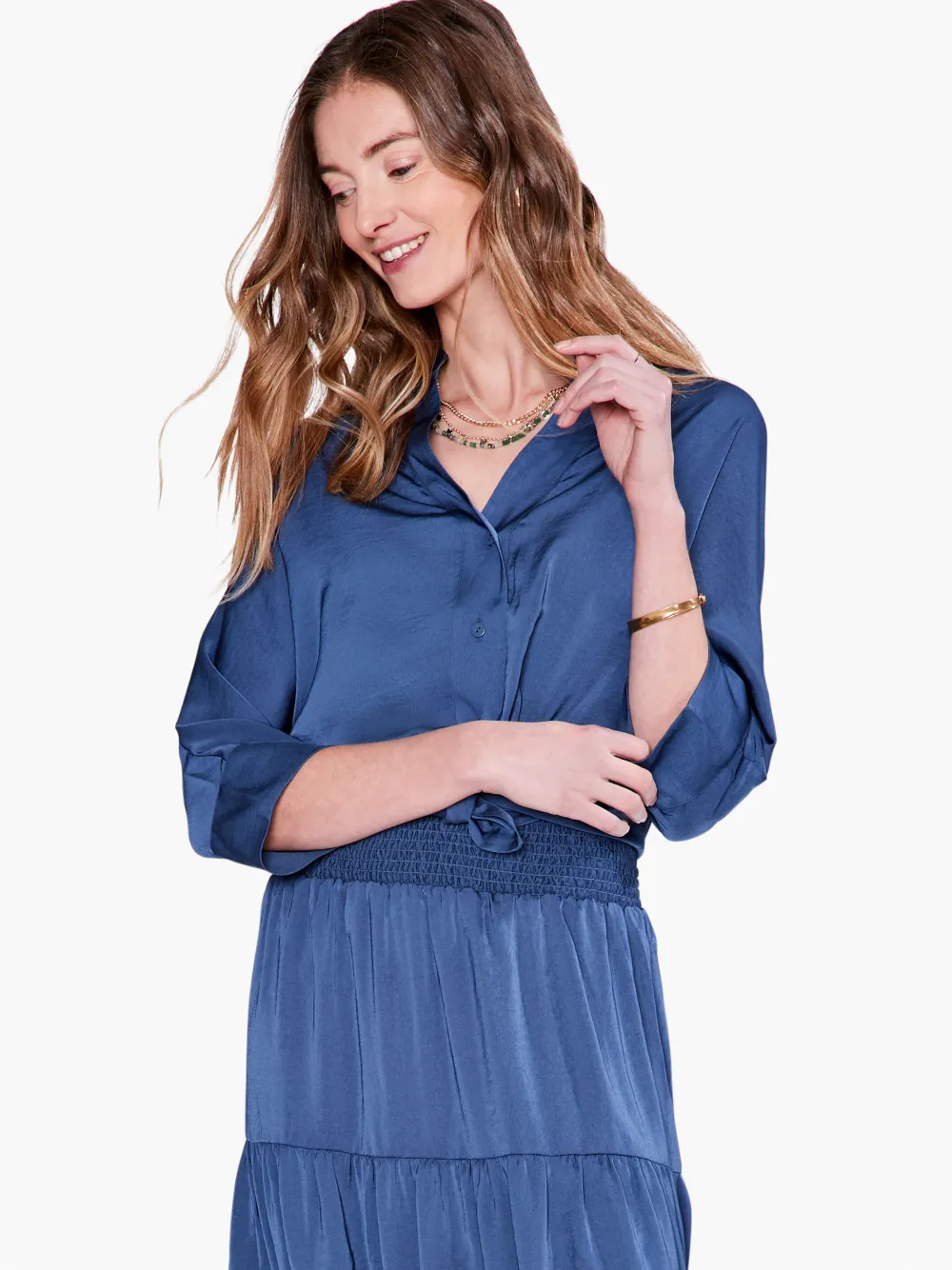 Store NIC+ZOE Soft Drape Town Shirt Deep Ocean