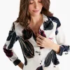Store NIC+ZOE Stamped Flowers Shirt Black Multi