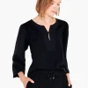 Cheap NIC+ZOE Statement Sleeve Top Black Onyx