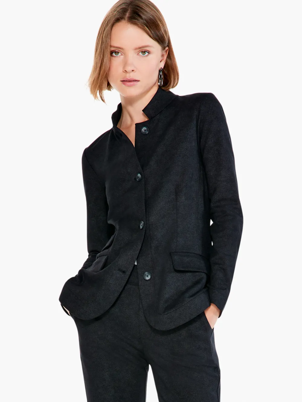 Outlet NIC+ZOE Sueded Foil Blazer Black Onyx