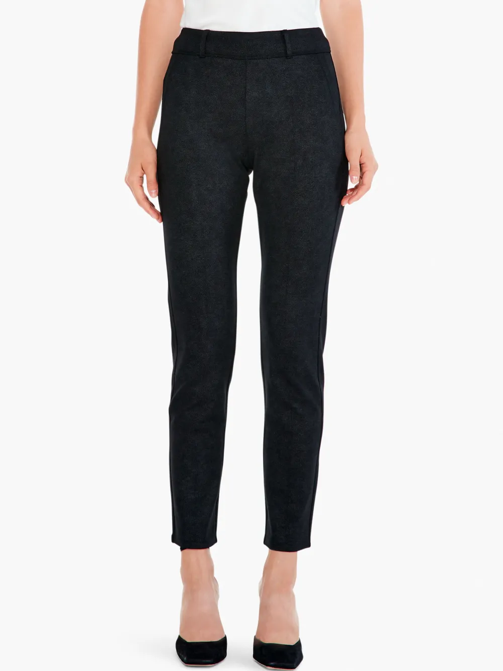Shop NIC+ZOE Sueded Foil Slim Trouser Black Onyx