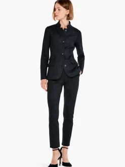 Shop NIC+ZOE Sueded Foil Slim Trouser Black Onyx
