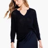 Shop NIC+ZOE Summer Split Neck Sweater Dark Indigo
