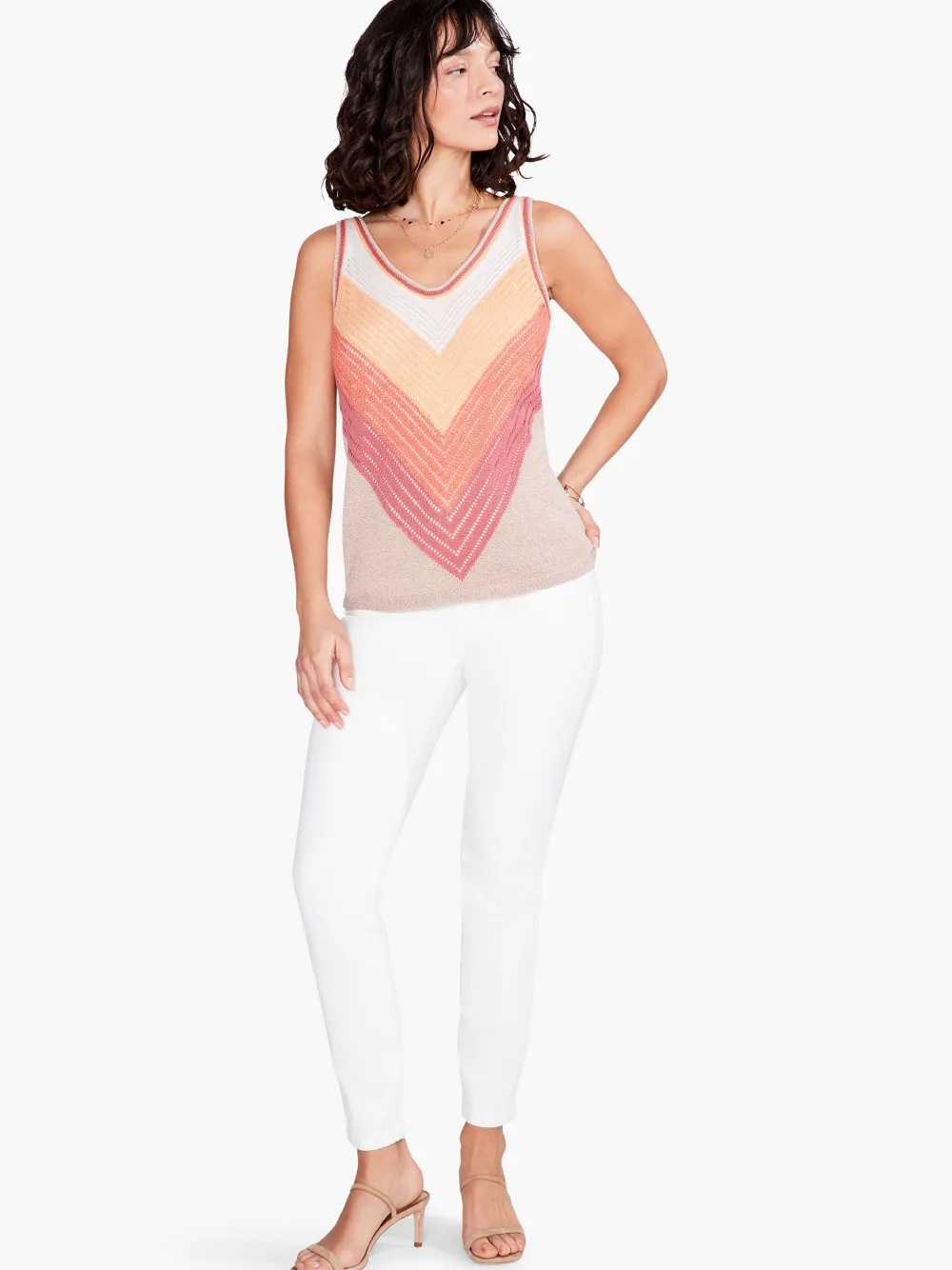 Best NIC+ZOE Sun Ray Crochet Tank Orange Multi