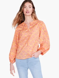 Best NIC+ZOE Swan Rays Top Orange Multi
