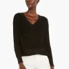 Store NIC+ZOE Textural V-Neck Summer Sweater Black Onyx