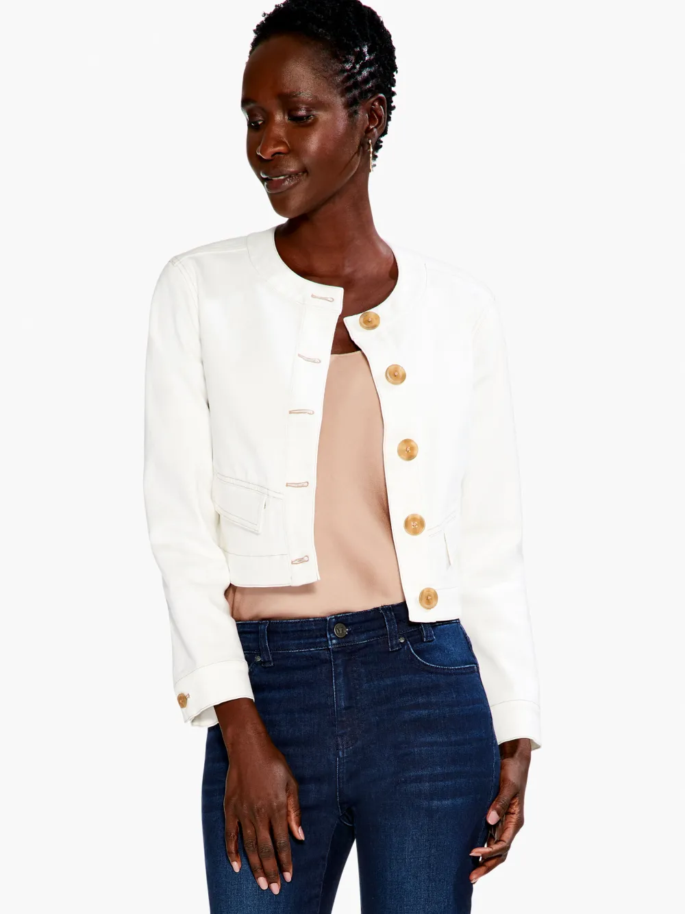 Shop NIC+ZOE Top It Off Denim Jacket Paper White