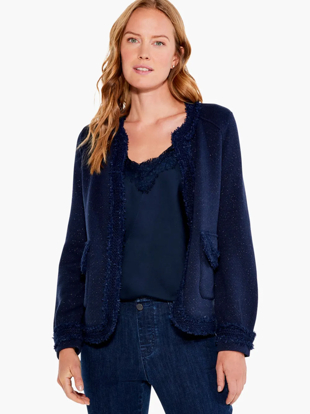Cheap NIC+ZOE Trimmings Knit Jacket Dark Indigo