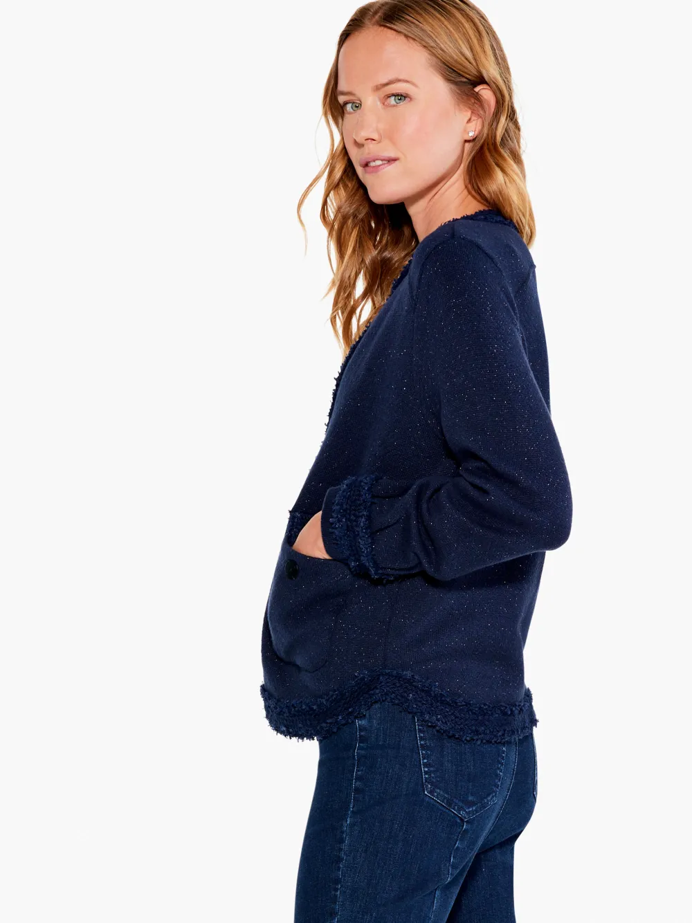 Cheap NIC+ZOE Trimmings Knit Jacket Dark Indigo