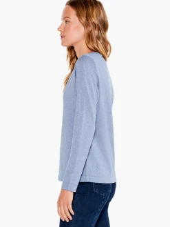 New NIC+ZOE V Neck Long Sleeve Shimmer Sweater Tee Provence