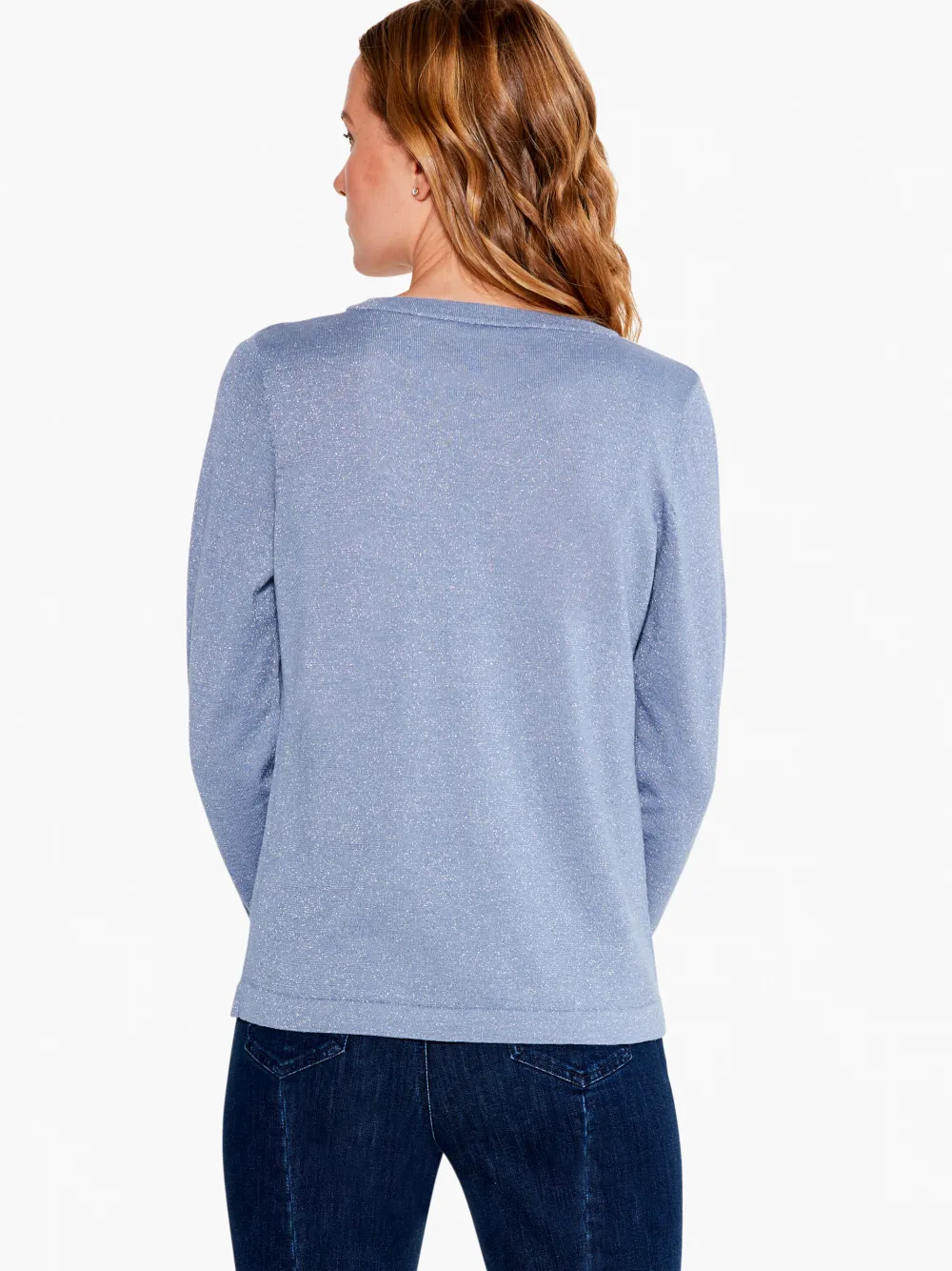 Cheap NIC+ZOE V Neck Long Sleeve Shimmer Sweater Tee Provence
