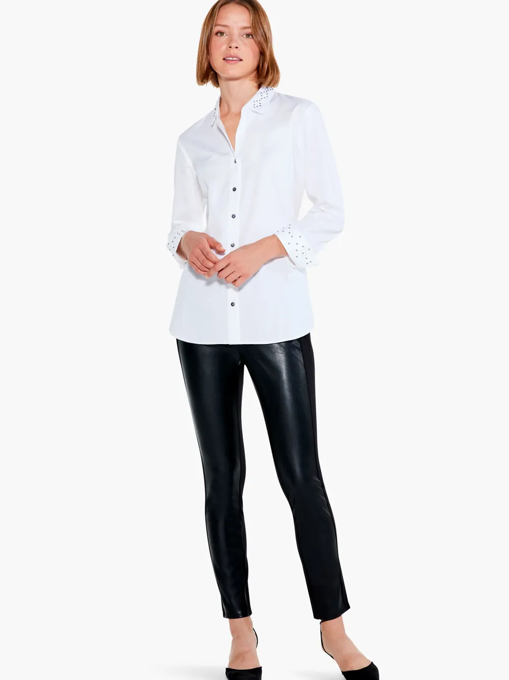 Cheap NIC+ZOE Vegan Leather 50/50 Legging Black Onyx