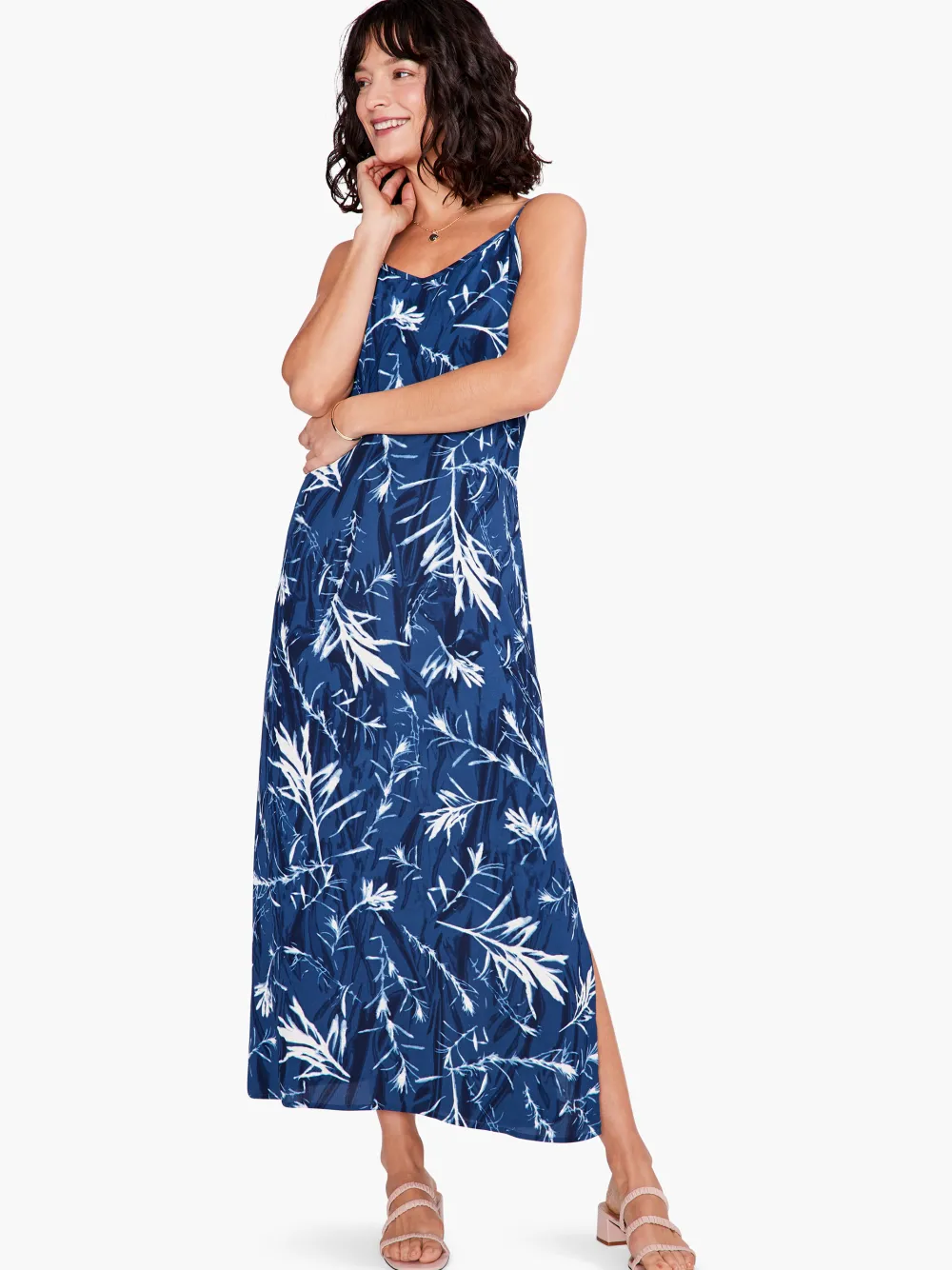 Shop NIC+ZOE Vintage Botanical Slip Dress Blue Multi