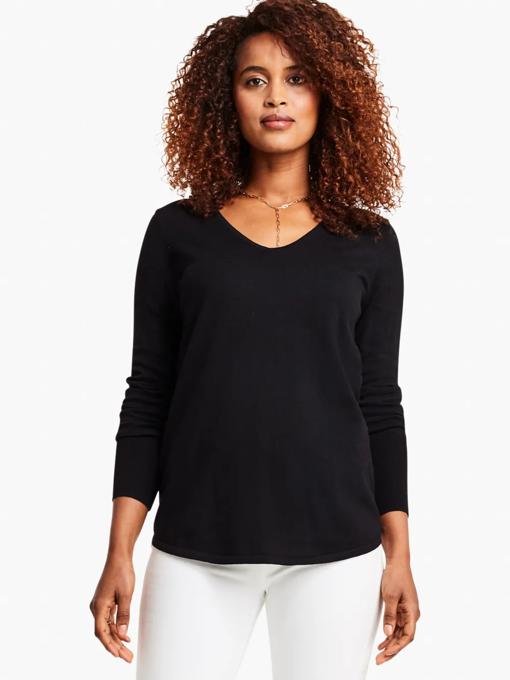Clearance NIC+ZOE Vital V Neck Sweater Black Onyx