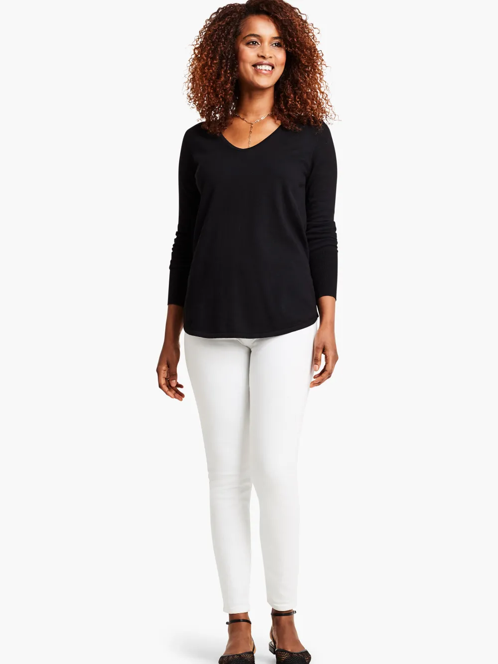 Clearance NIC+ZOE Vital V Neck Sweater Black Onyx