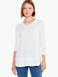 Shop NIC+ZOE Waffle Vital Crew Neck Sweater Cream