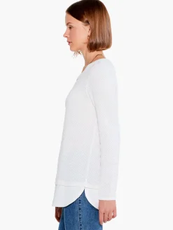 Shop NIC+ZOE Waffle Vital Crew Neck Sweater Cream