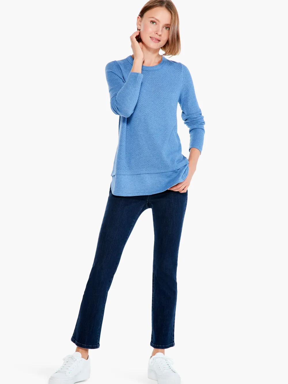 Online NIC+ZOE Waffle Vital Crew Neck Sweater Bayside