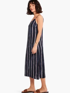 Fashion NIC+ZOE Wavy Lines Slip Dress Indigo Multi