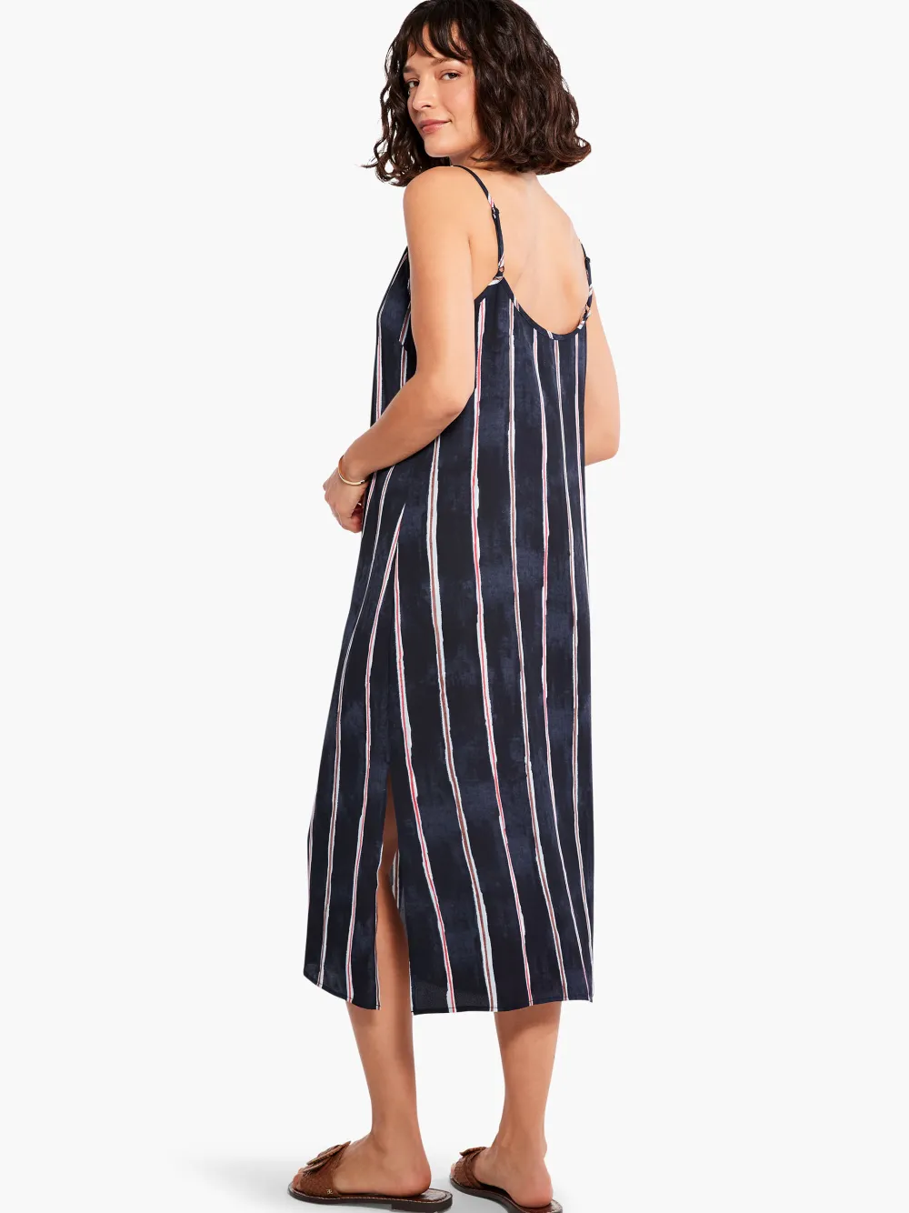 Fashion NIC+ZOE Wavy Lines Slip Dress Indigo Multi