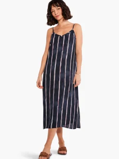 Fashion NIC+ZOE Wavy Lines Slip Dress Indigo Multi