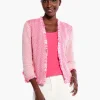 Sale NIC+ZOE Zig Zag Fringe Mix Knit Jacket Shocking Pink